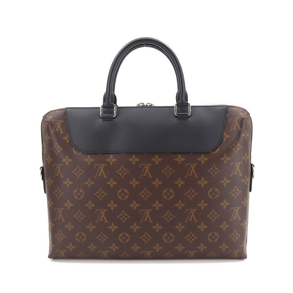 Monogram 2way Business Shoulder Bag Brown Black Rfid Macacer Pdj NM